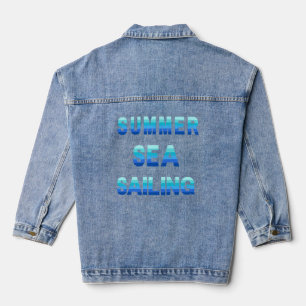 Chaqueta Vaquera Summer, Sea, Vela - Ocean Blue Stripe Textos