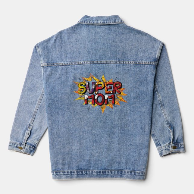 Chaqueta Vaquera Super Mamá Estilo Cómic (Reverso )