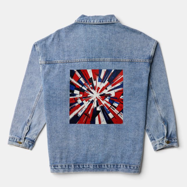 Chaqueta Vaquera Supernova Pop – Explosión Geométrica Abstracta (Reverso )