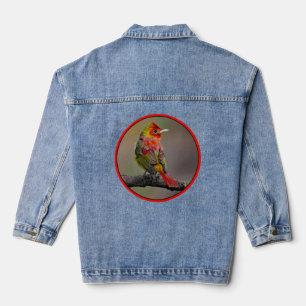 Chaqueta Vaquera Tángara escarlata mudando - Fotografía original