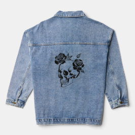 Chaqueta Vaquera tatuaje gótico de rosas de cráneo oscuro