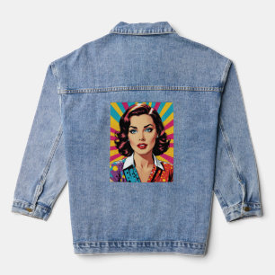 Chaqueta Vaquera Tee gráfico de arte pop retro estilo historieta fe