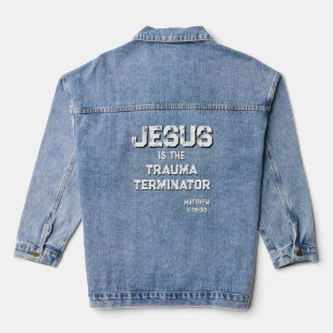 Chaqueta Vaquera Terminador del Trauma de Jesús Biblias Grunge Cris