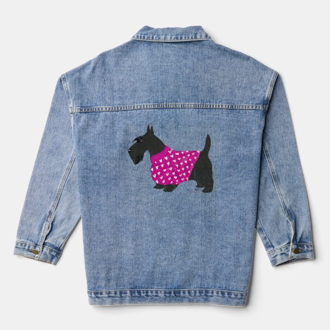 Chaqueta Vaquera Terrier Escocés con Suéter Caliente (Reverso )