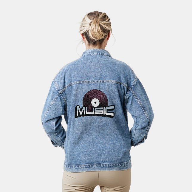 Chaqueta Vaquera Texto musical con un disco de vinilo (Modelo)