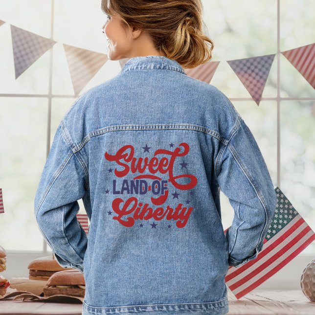 Chaqueta Vaquera Tierra dulce de la libertad 4 de julio Patriótico (Sweet Land of Liberty 4th of July Patriotic Denim Jacket)