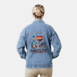Chaqueta Vaquera Tipografía de Los Ángeles Skyline Sunset y Hollywo