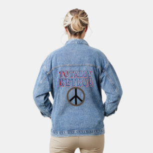 Chaqueta Vaquera Totalmente Retro Signo de Paz Rojo Blanco Azul
