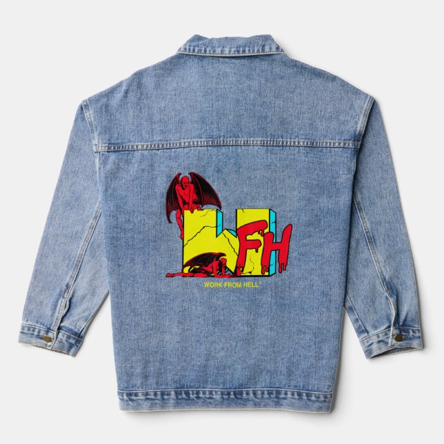 Chaqueta Vaquera Trabajo desde Hell Demons Flor Grunge Gótico Emo T (Reverso )