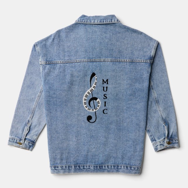Chaqueta Vaquera Treble Clef Keyboard Music Design Denim Jacket (Reverso )