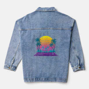 Chaqueta Vaquera Tropi de verano de las palmeras de la onda del vap