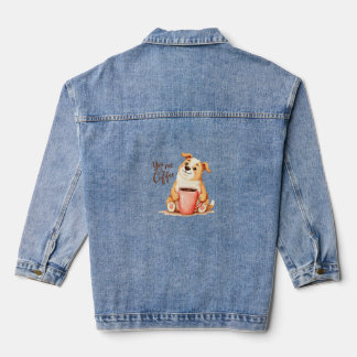 Chaqueta Vaquera Tú y yo Café - Corgi Lindo y Bebida Acogedora