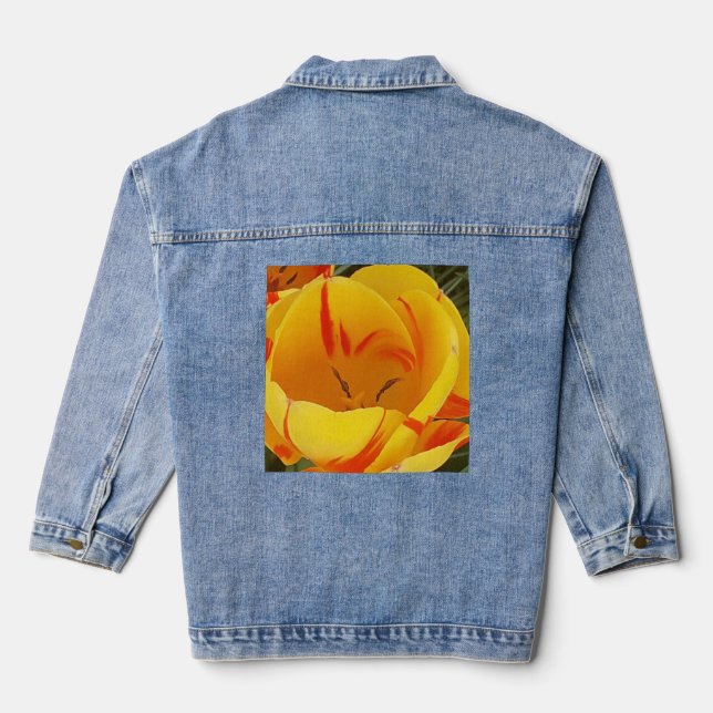 Chaqueta Vaquera Tulipanes amarillos de primavera (Reverso )