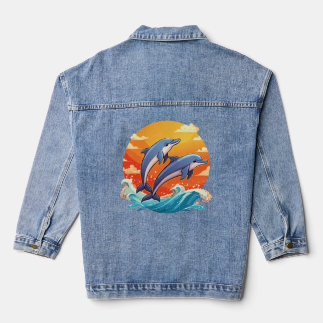 Chaqueta Vaquera Two jumping cartoon dolphin (Reverso )
