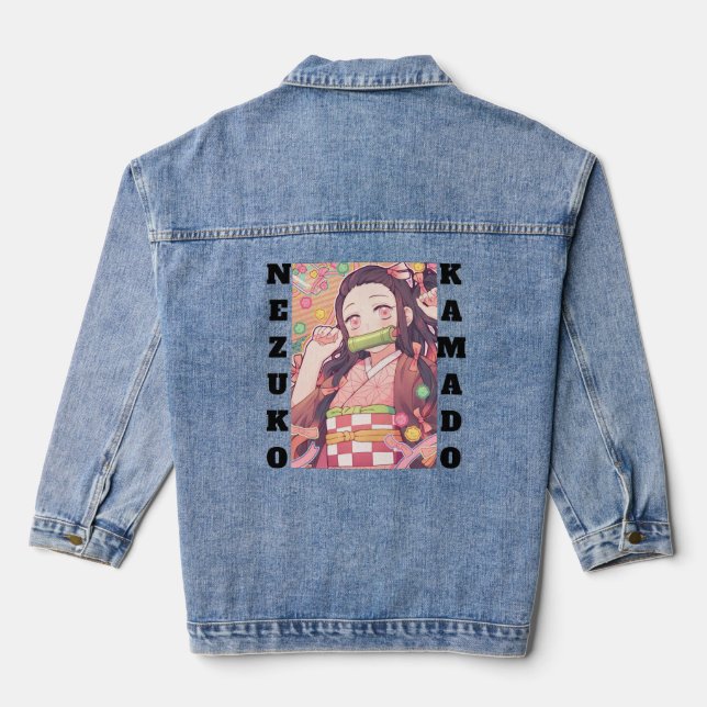 Chaqueta Vaquera Un denim moderno y elegante con Nezuko (Reverso )