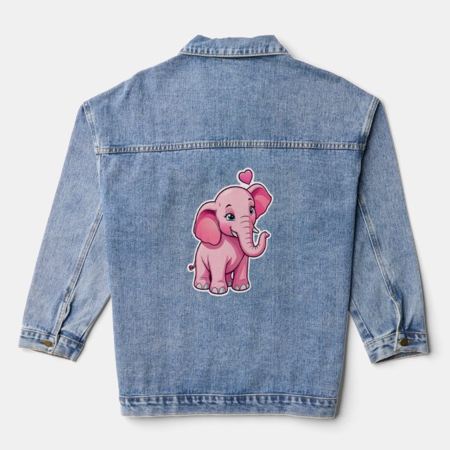Chaqueta Vaquera Un elefante pequeño y rosado con amor (Reverso )