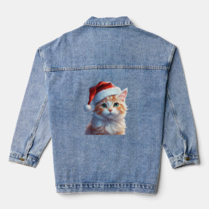 Chaqueta Vaquera Un gato lindo con sombrero santa camiseta clásica