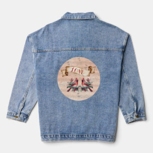 Chaqueta vaquera única de pájaros de amor con esti