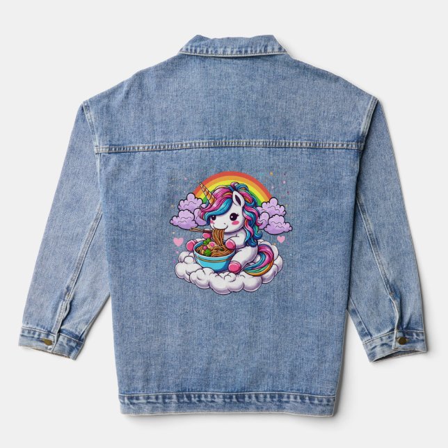 Chaqueta Vaquera Unicornio come fideos japoneses de Ramen Noodle ja (Reverso )
