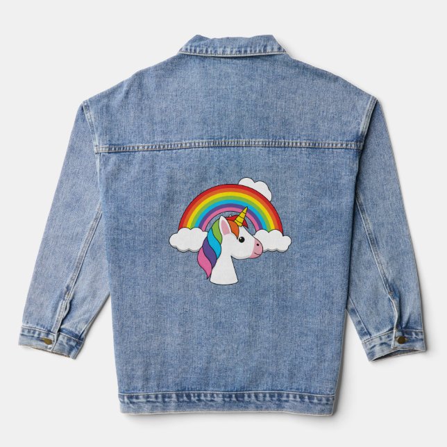Chaqueta Vaquera Unicornio y arcoiris con nubes kawaii (Reverso )
