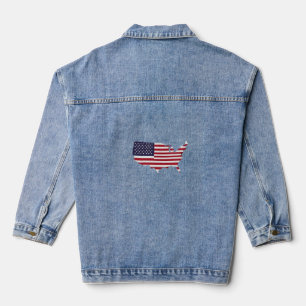 Chaqueta Vaquera United States Map Filled with American Flag
