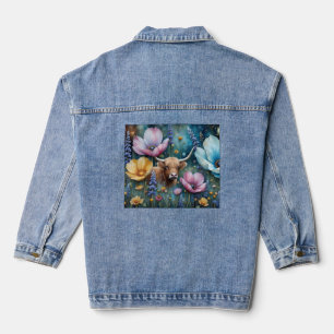 Chaqueta Vaquera Vaca de las Tierras Altas Floral Cosmos Colorido
