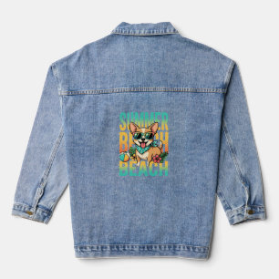 Chaqueta Vaquera Vector de vacaciones de perro en la playa de veran