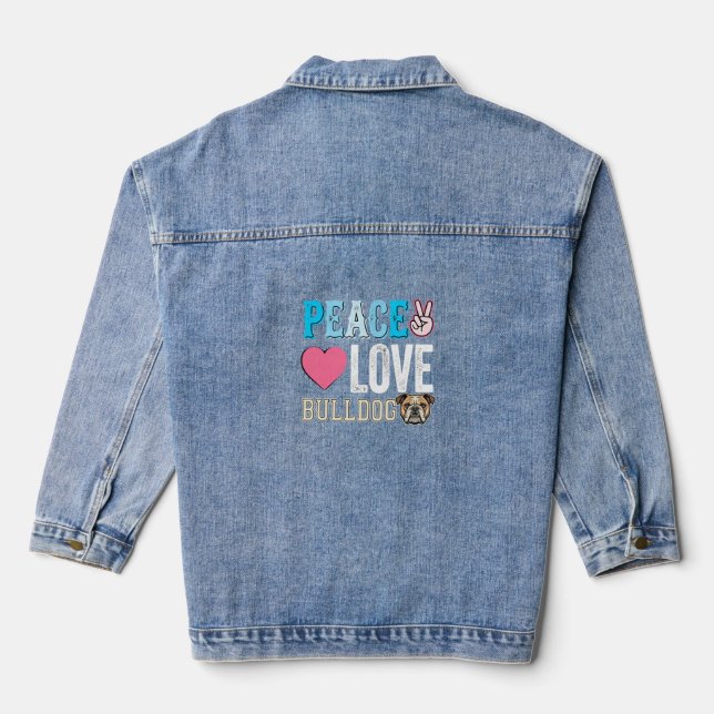 Chaqueta Vaquera Vector Perro Bulldog Paz Amor (Reverso )