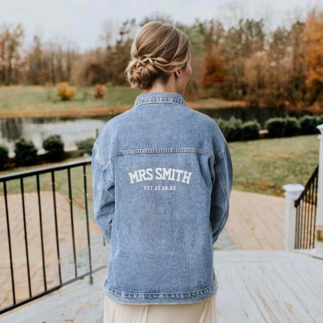 Chaqueta Vaquera Veste en Jean Mariée Université Collège (veste en jean mariée personnalisable)