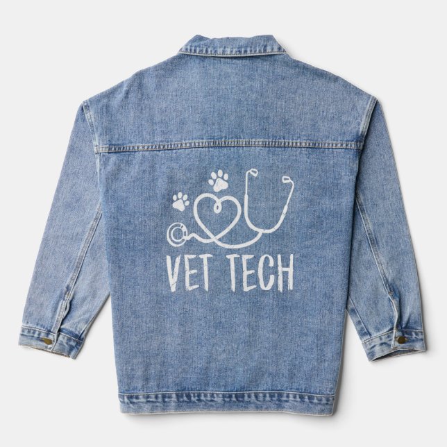 Chaqueta Vaquera Vet Tech Love Animals Paw Print Vettechlif (Reverso )