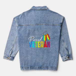 Chaqueta Vaquera Veterano orgulloso transmilitar LGBTQ Rainbow Gay