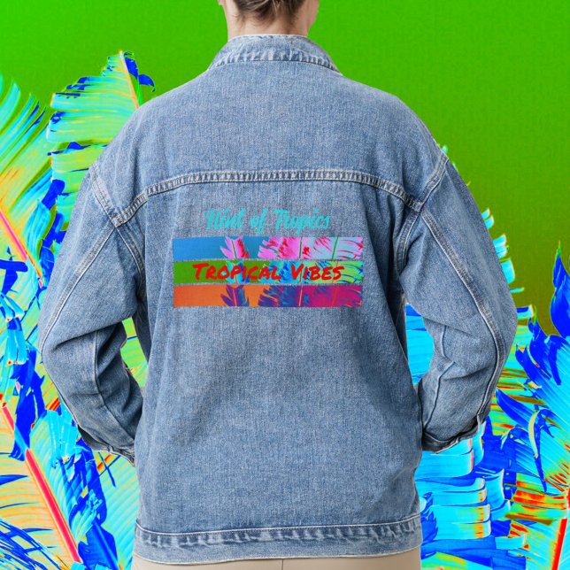 Chaqueta Vaquera Vibraciones Tropicales Ramas de Palma Coloridas co (Subido por el creador)