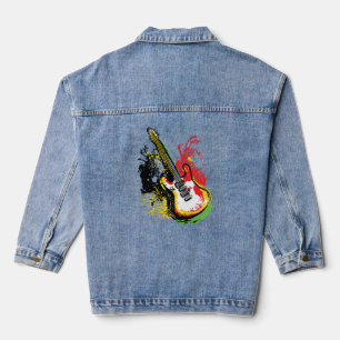 Chaqueta Vaquera Vibrante Groove Retro: Salpicadura de Guitarra Elé