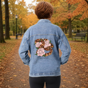 Chaqueta Vaquera Vibrante serpiente de maíz Flores de peonía rosada