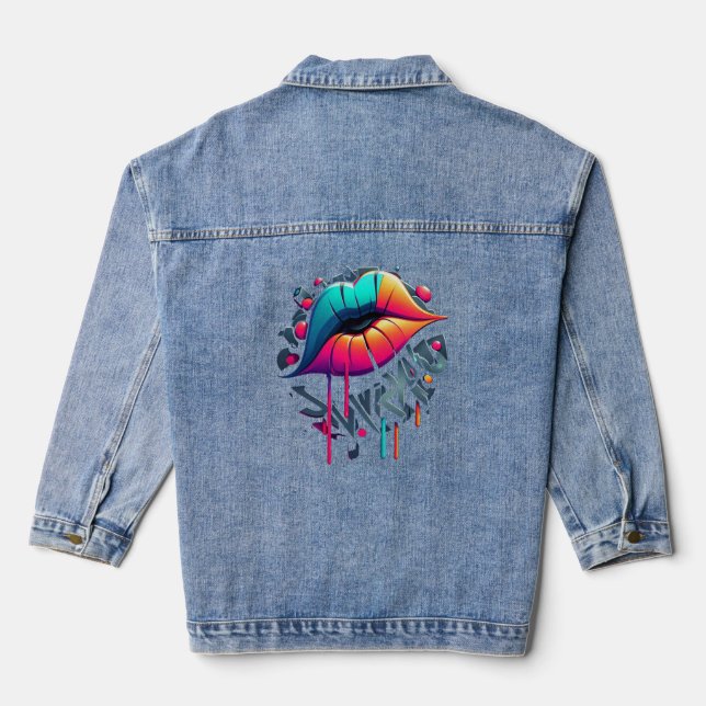 Chaqueta Vaquera Vibrantes Labios Coloridos Al Estilo Del Graffiti (Reverso )