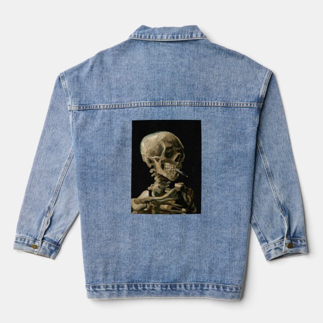 Chaqueta Vaquera Vincent van Gogh - Calavera con cigarrillo en llam (Reverso )