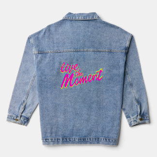 Chaqueta Vaquera Vive el diseño gráfico de texto colorido del momen