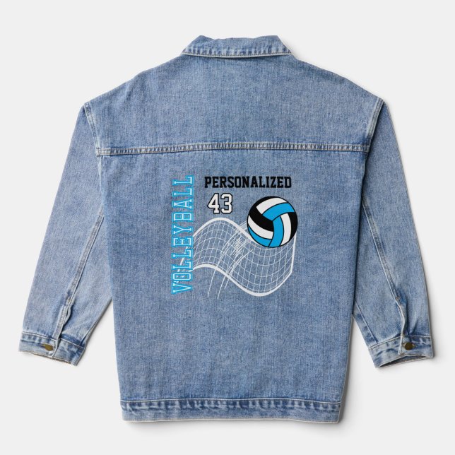 Chaqueta Vaquera Voleibol personalizado - Azul bebé (Reverso )