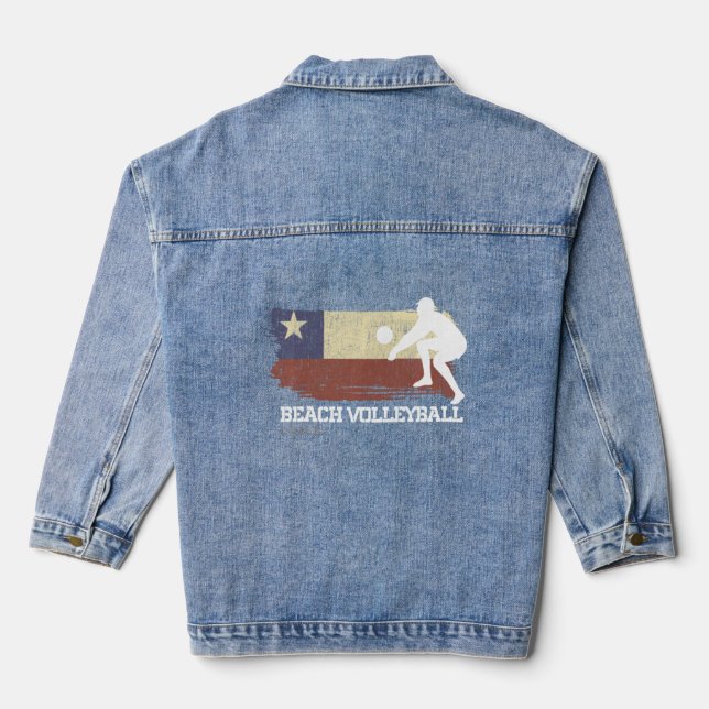 Chaqueta Vaquera Voleibol playa Bandera de Chile Amor Voleibol (Reverso )