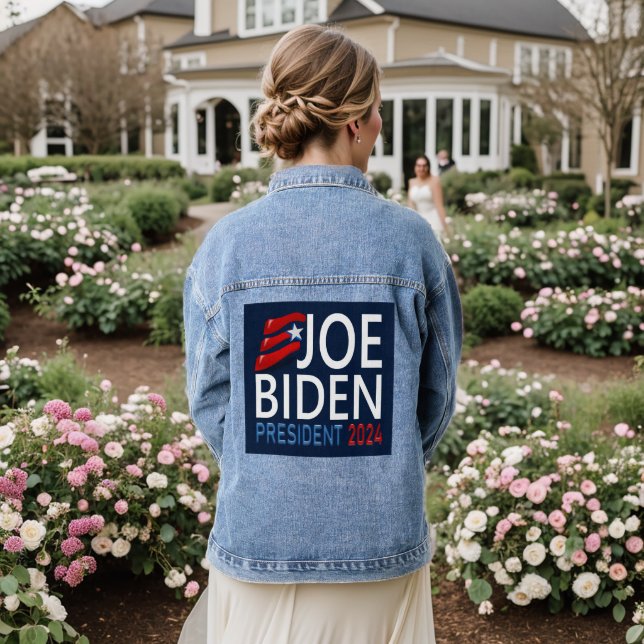 Chaqueta Vaquera Voto Joe Biden Presidente 2024 Elección Azul (Reverso Boda)