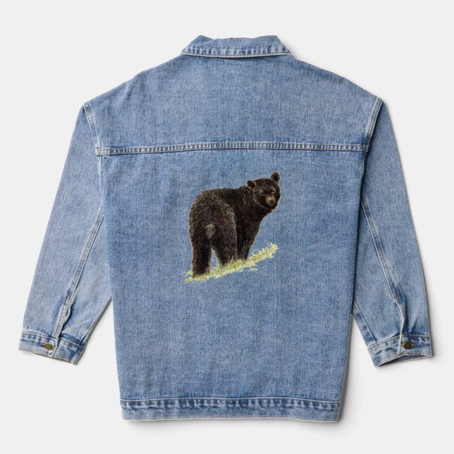 Chaqueta Vaquera Watercolor Black Bear Animal Wildlife Nature Art (Reverso )