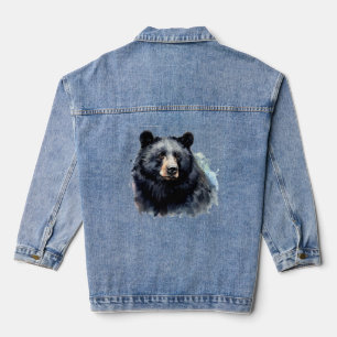 Chaqueta Vaquera Watercolor Black Bear Animal Wildlife Nature Art
