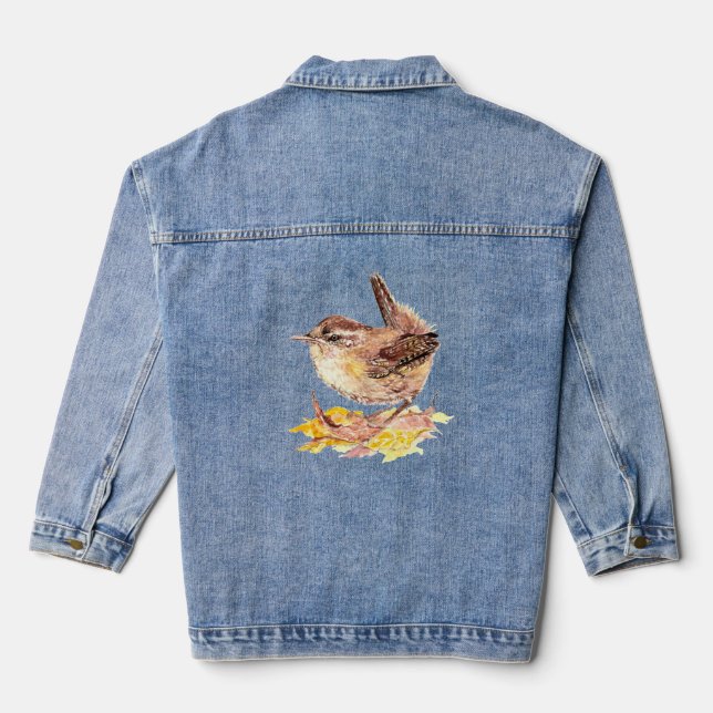 Chaqueta Vaquera Watercolor House Wren Willife Nature Bird Art (Reverso )