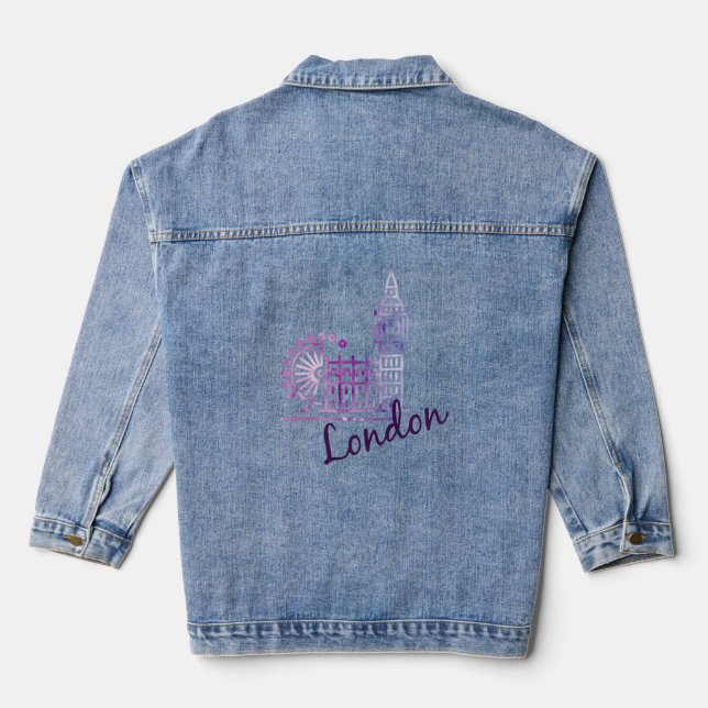 Chaqueta Vaquera Watercolor Londres, Big Ben (Reverso )
