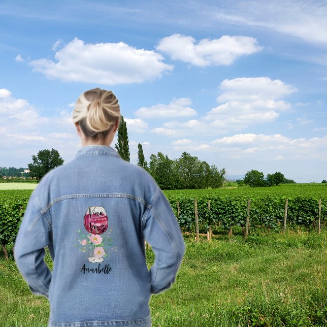Chaqueta Vaquera Watercolor Wine Glass Vineyard Bachelorette Party (Subido por el creador)
