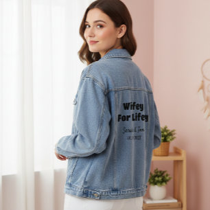 Chaqueta Vaquera Wifey For Lifey Names and Date Denim Jacket