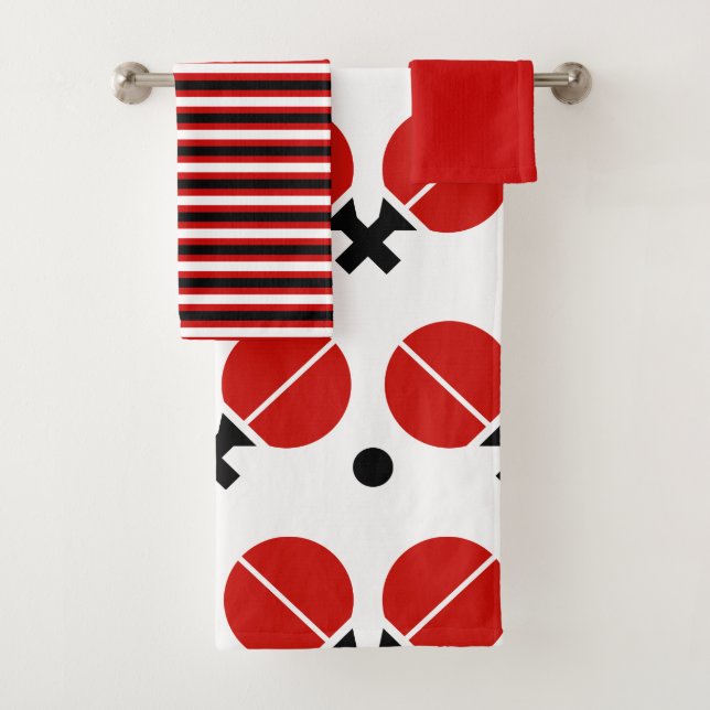 Chaquetas de tenis de mesa y pelota de negro, rojo (In situ)