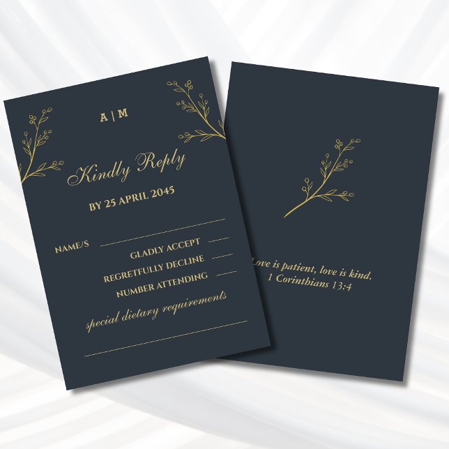 Charcoal Botanical Christian Wedding RSVP  (Subido por el creador)