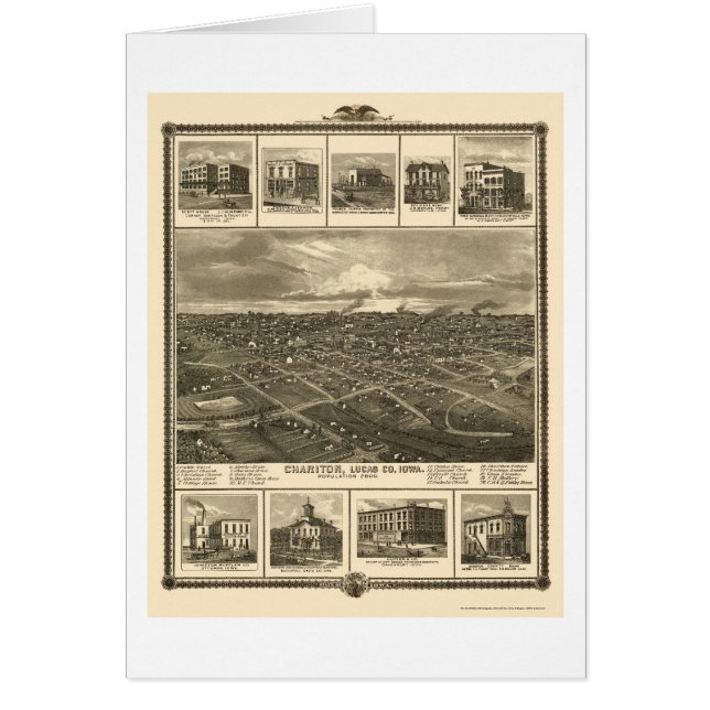 Chariton, mapa panorámico de IA - 1875 (Frente)