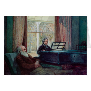 Charles Darwin y su esposa en el piano